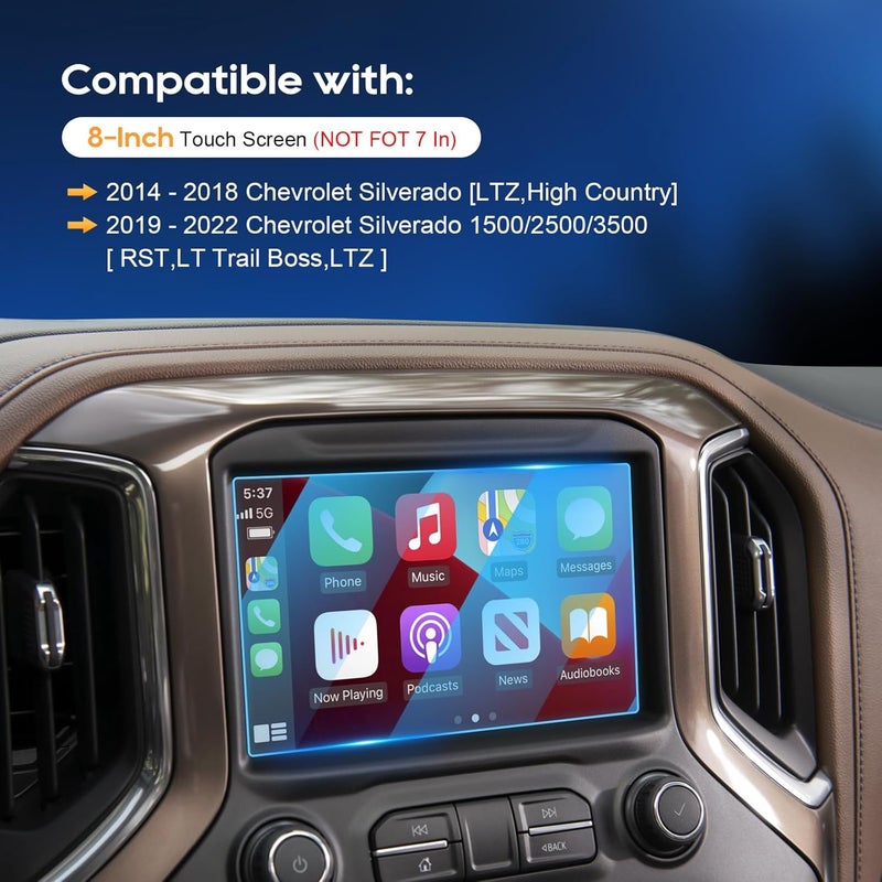 LFOTPP Fit for 2014-2019 2020 2021 Silverado 1500 2500HD 3500HD 8 Inch LTZ MyLink Car Navigation Screen Protector, Tempered Glass Infotainment Center Touch Display Guard - Image 2